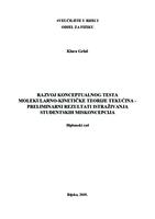 prikaz prve stranice dokumenta Razvoj konceptualnog testa molekularno-kinetičke teorije tekućina-preliminirani rezultati istraživanja studentskih miskoncepcija